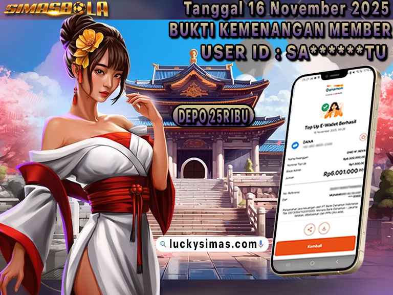 BUKTI KEMENANGAN MEMBER SIMASBOLA 16 NOVEMBER 2025