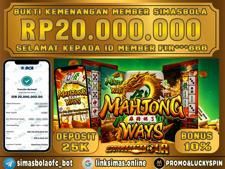 BUKTI KEMENANGAN MEMBER SIMASBOLA 29 NOVEMBER 2025