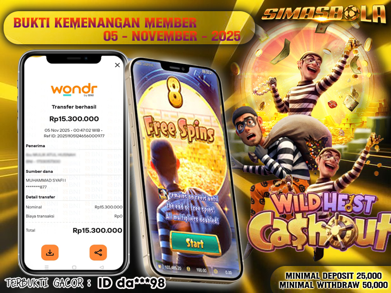 BUKTI KEMENANGAN MEMBER SIMASBOLA 05 NOVEMBER 2025
