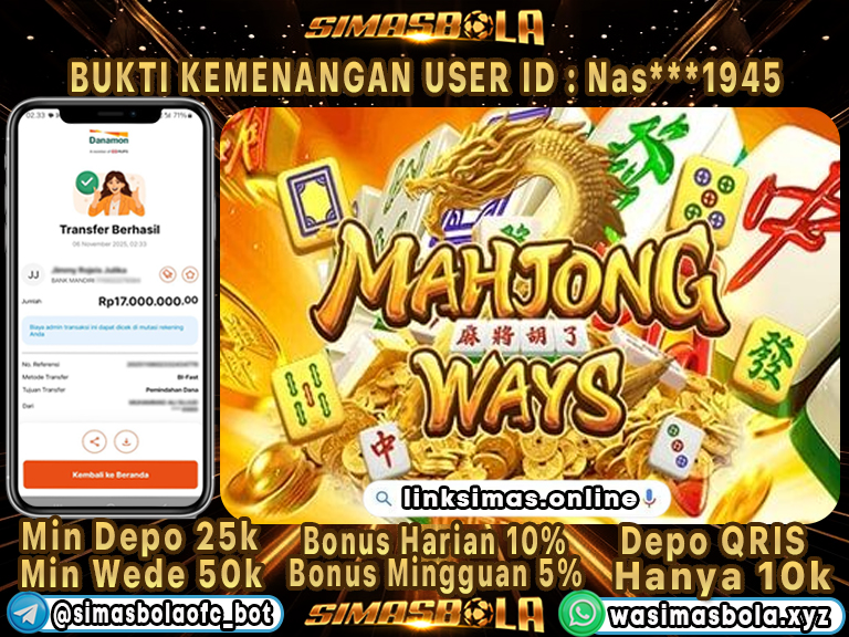BUKTI KEMENANGAN MEMBER SIMASBOLA 06 NOVEMBER 2025
