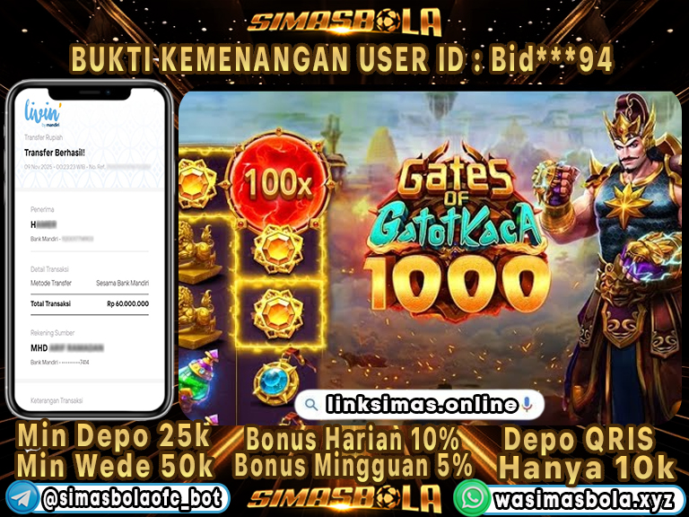 BUKTI KEMENANGAN MEMBER SIMASBOLA 09 NOVEMBER 2025