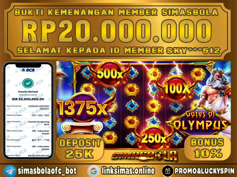 BUKTI KEMENANGAN MEMBER SIMASBOLA 30 NOVEMBER 2025